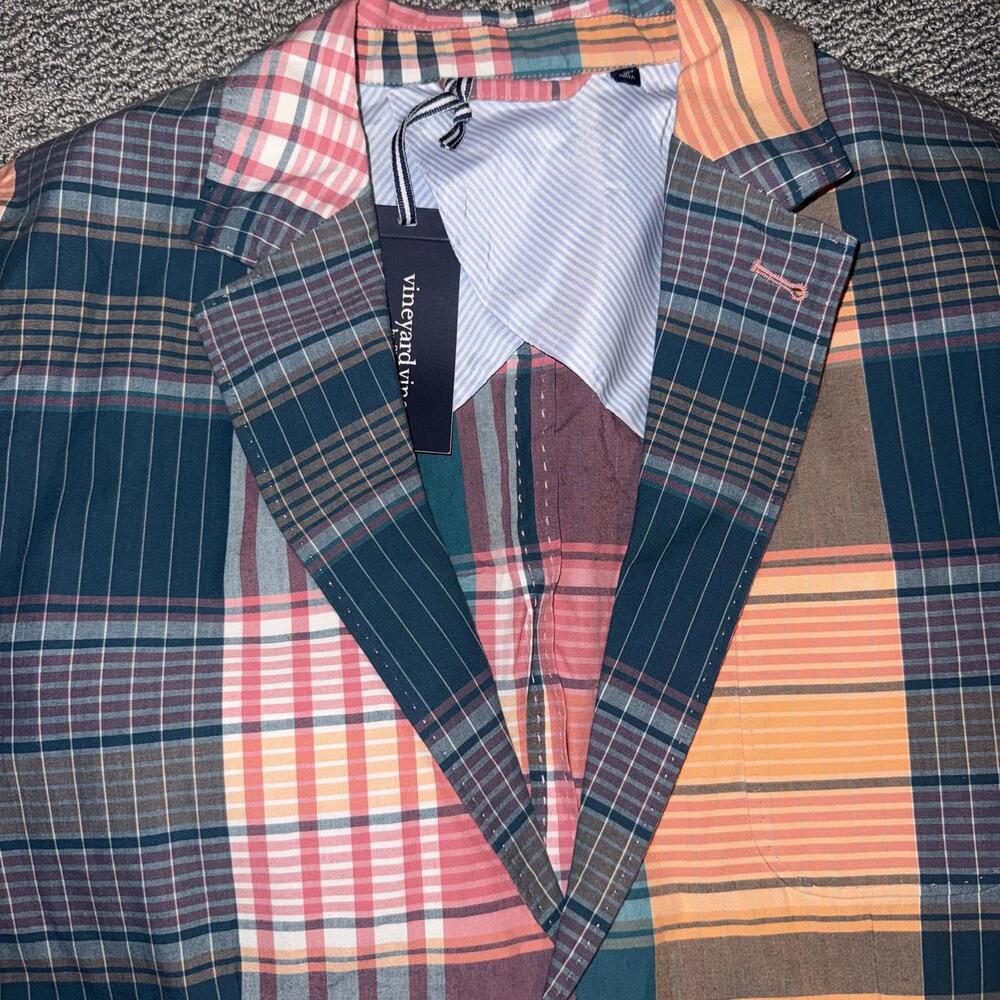 Vineyard Vines Multicolor Plaid Blazer Jacket boys Madras Blazer size 18 - Picture 3 of 9
